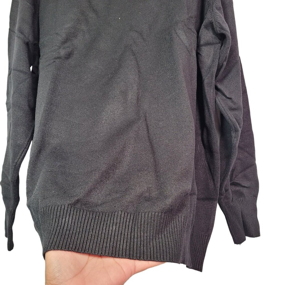 Women Black Mock Neck Sweater Long Sleeves With Shoulder Buttons Size X-Large - Picture 5 of 12
